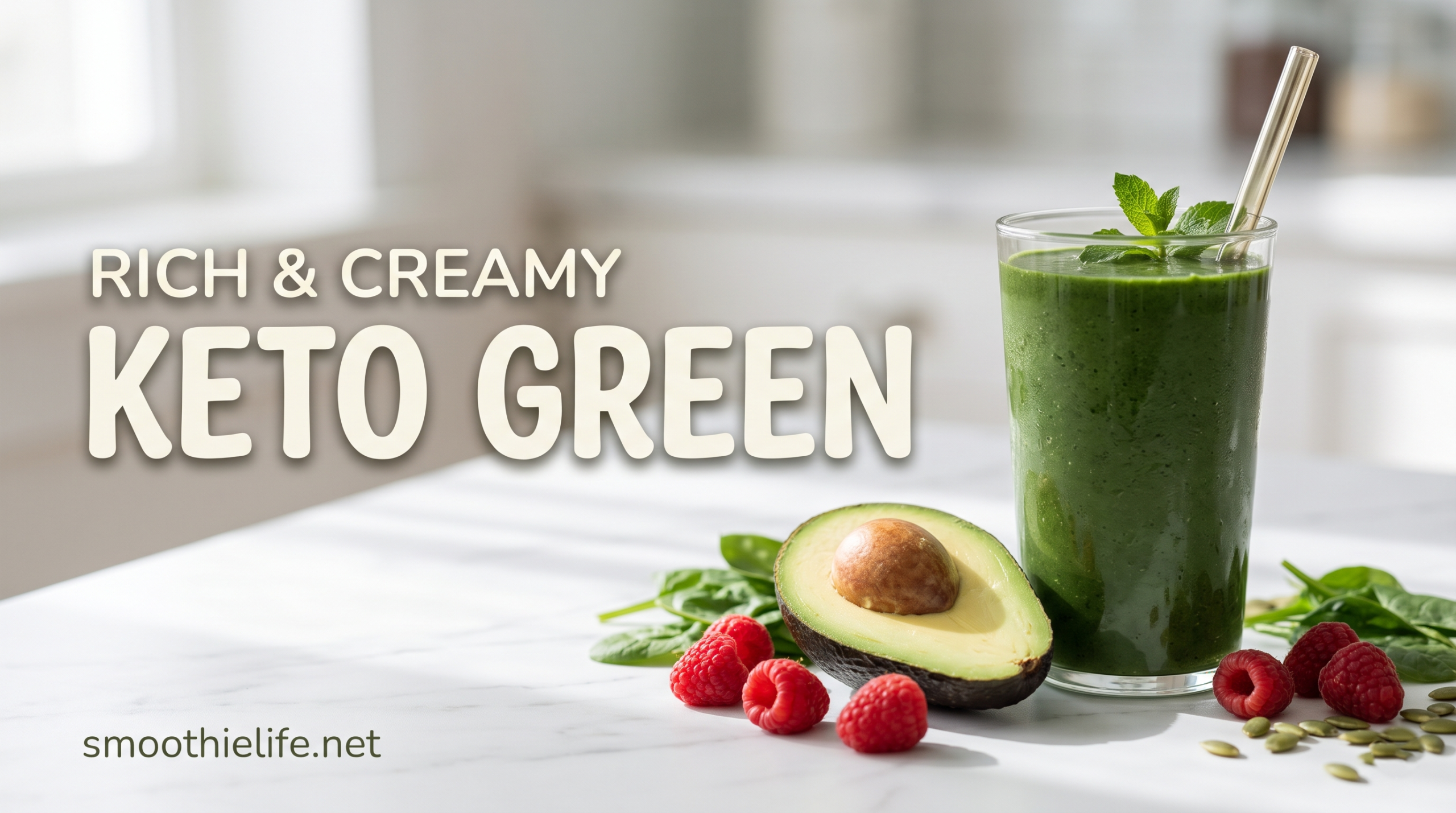 A green keto smoothie with berries and avocado representing a hidden carbs keto smoothie guide
