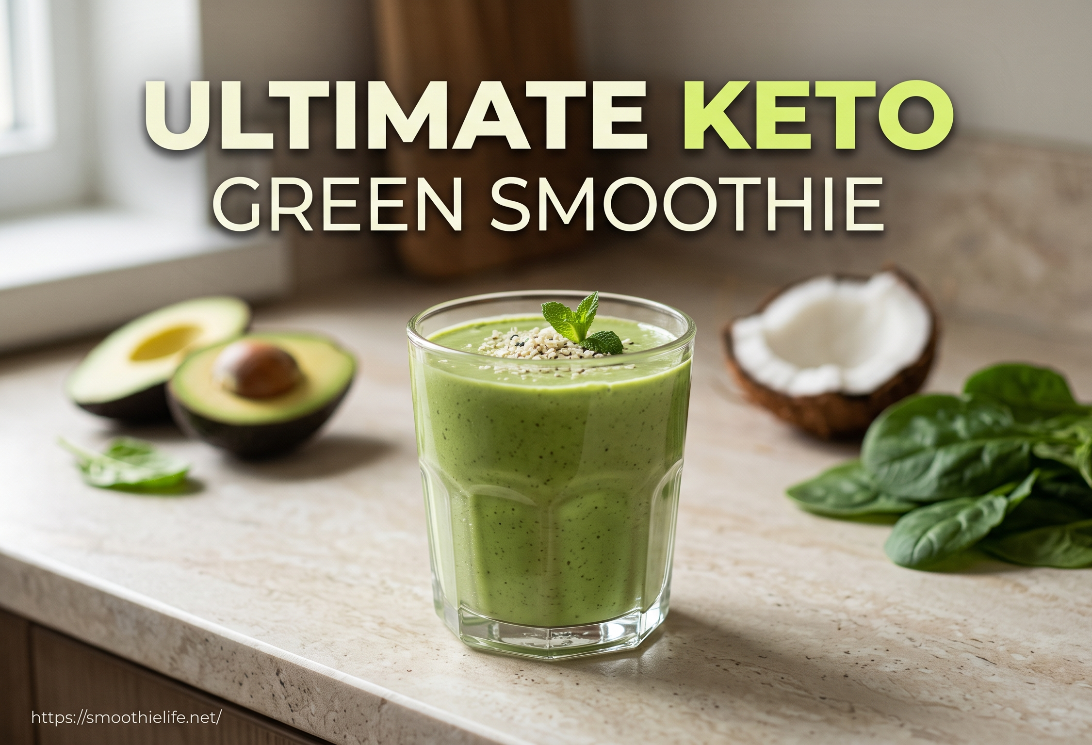 a delicious creamy keto smoothie made with avocado and healthy fats